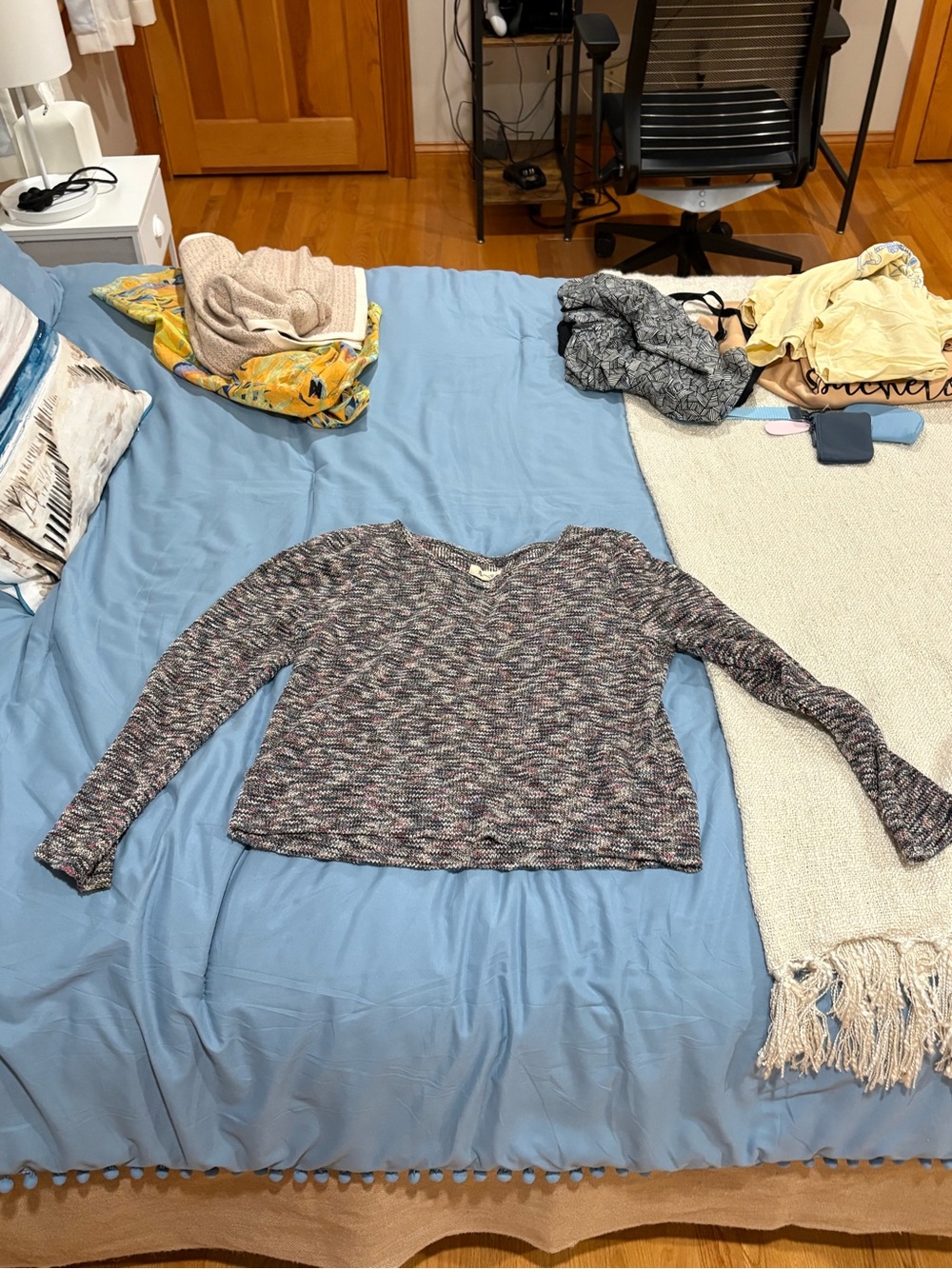 Madewell Multicolor Marled Crewneck Sweater - Gray & Pink